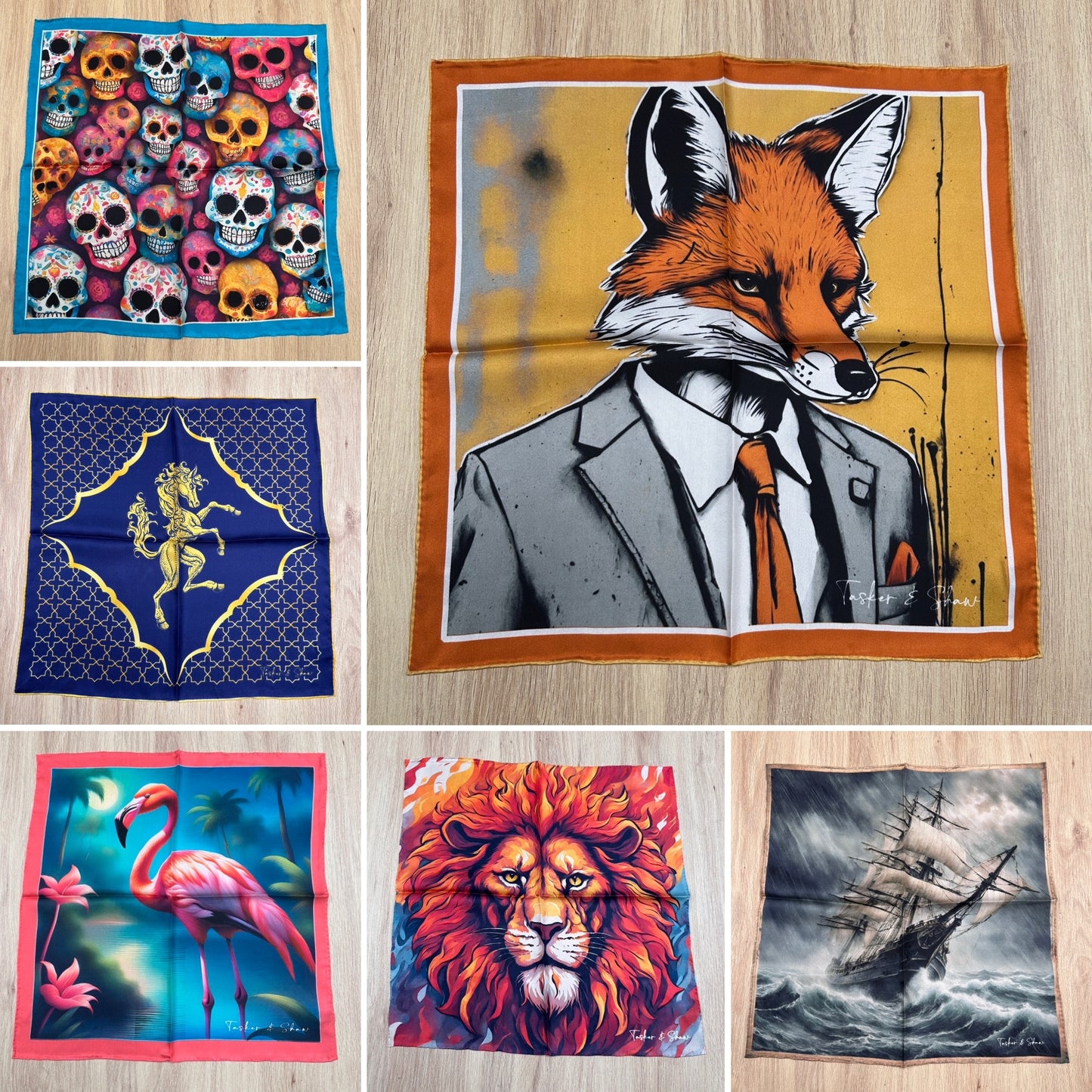 Mr Fox Silk Pocket Square, Platinum Edition