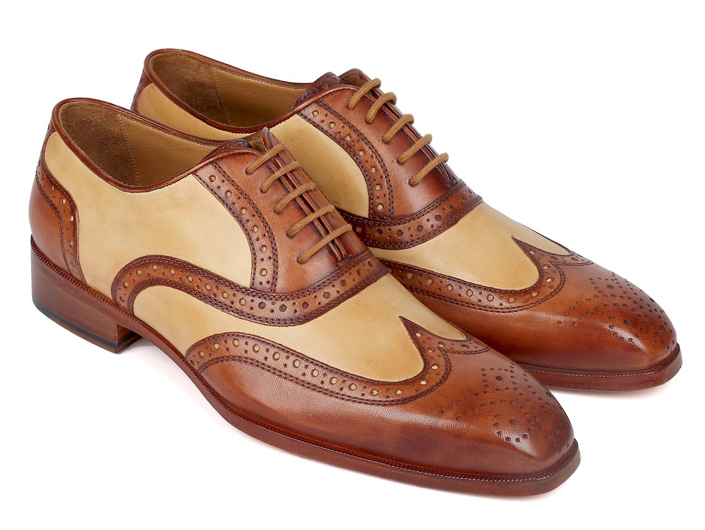 Brown & Beige Dual Tone Oxfords, Handmade to order.