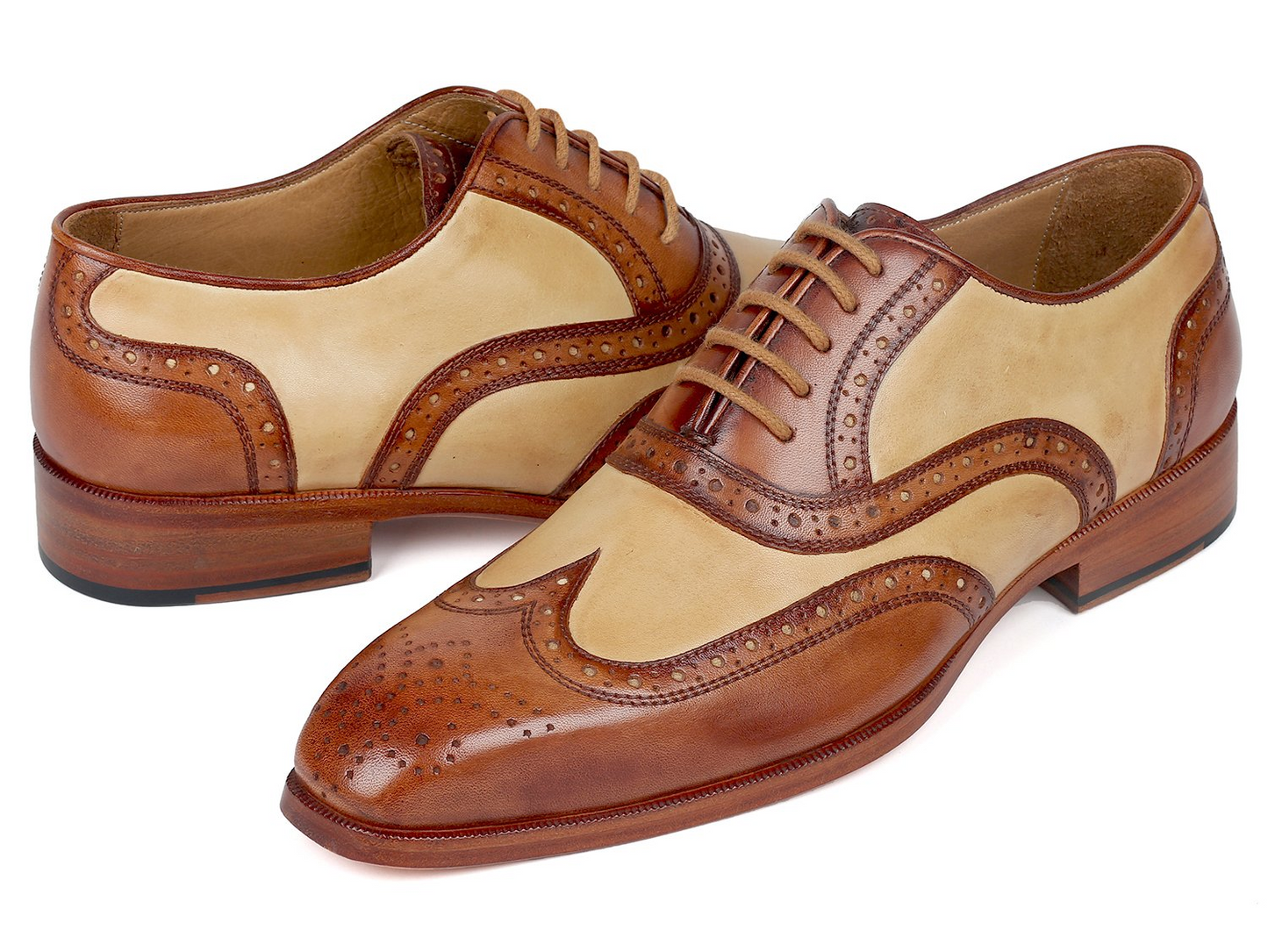 Brown & Beige Dual Tone Oxfords, Handmade to order.