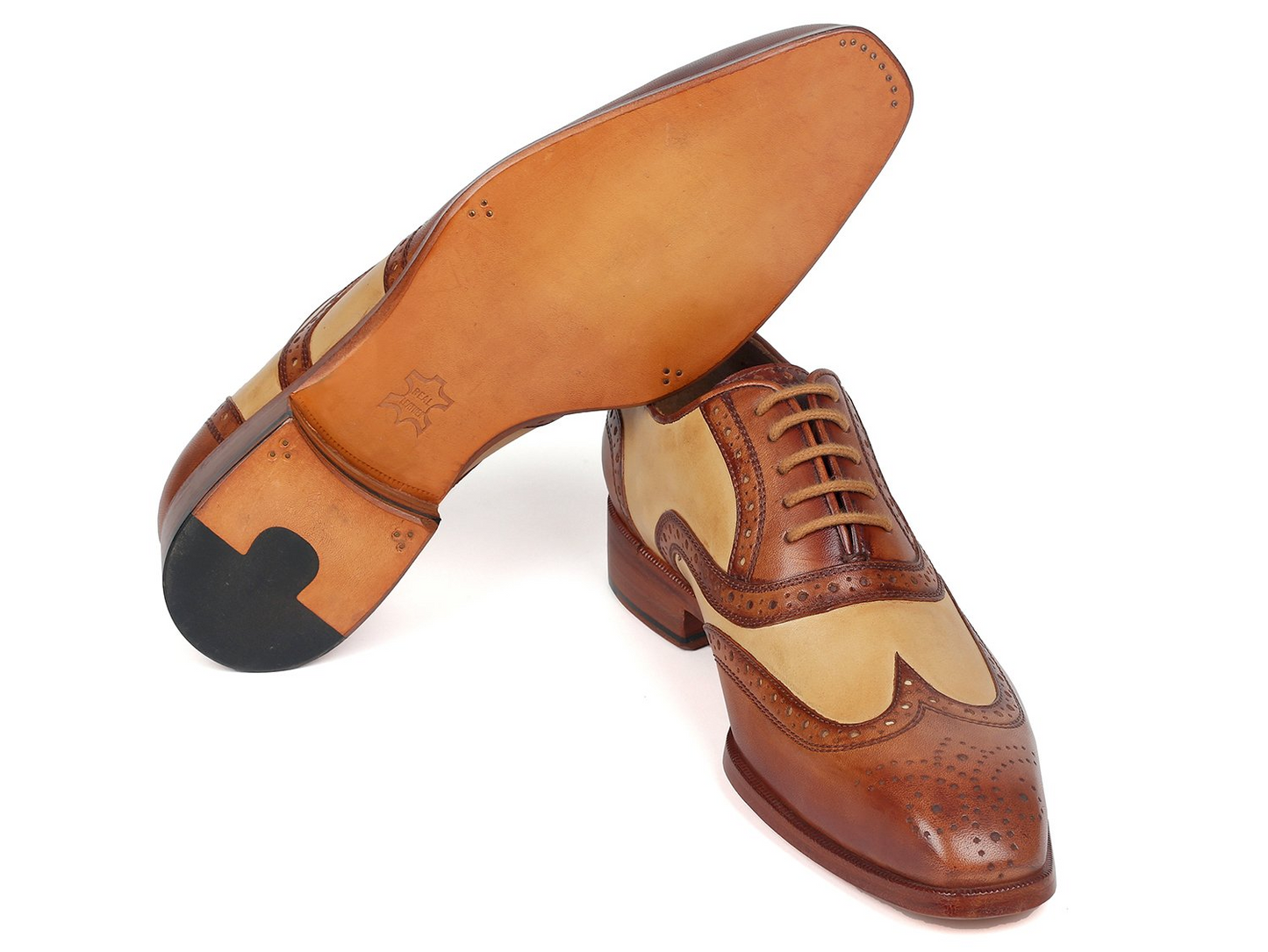 Brown & Beige Dual Tone Oxfords, Handmade to order.