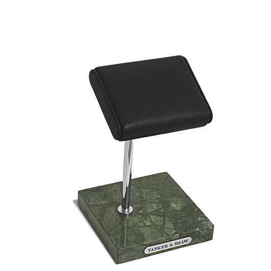 Watch stand: Black Leather/Green Marble/Chrome metal