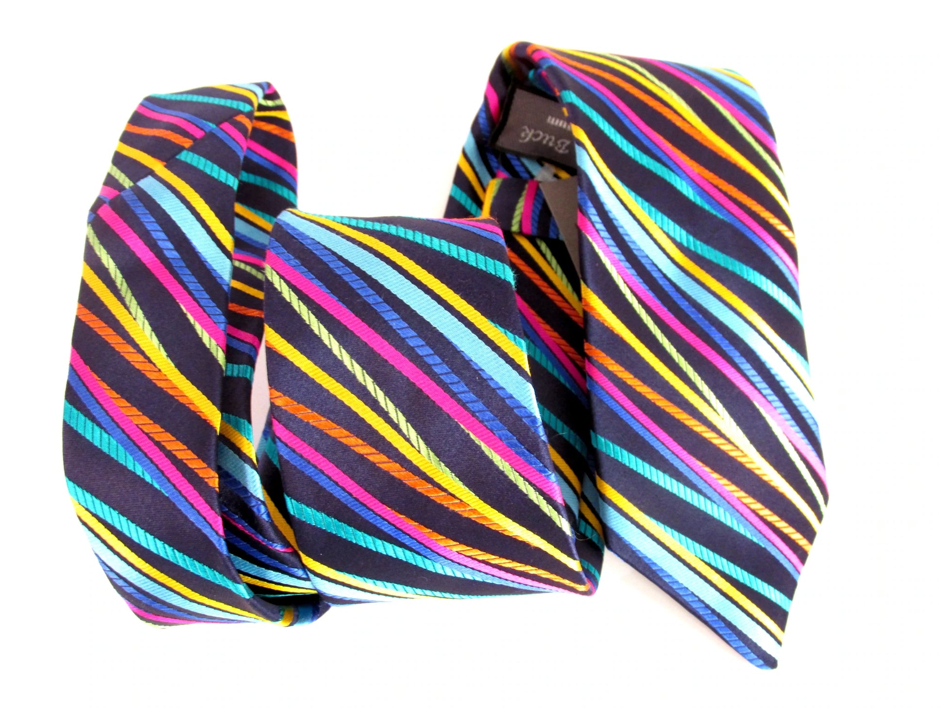 Tasker & Shaw | Luxury Menswear | Limited Edition Multicoloured cross stripe Silk Tie