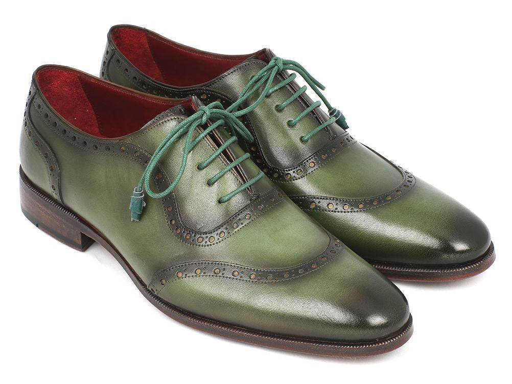 Green Calfskin Oxfords, Handmade to order.