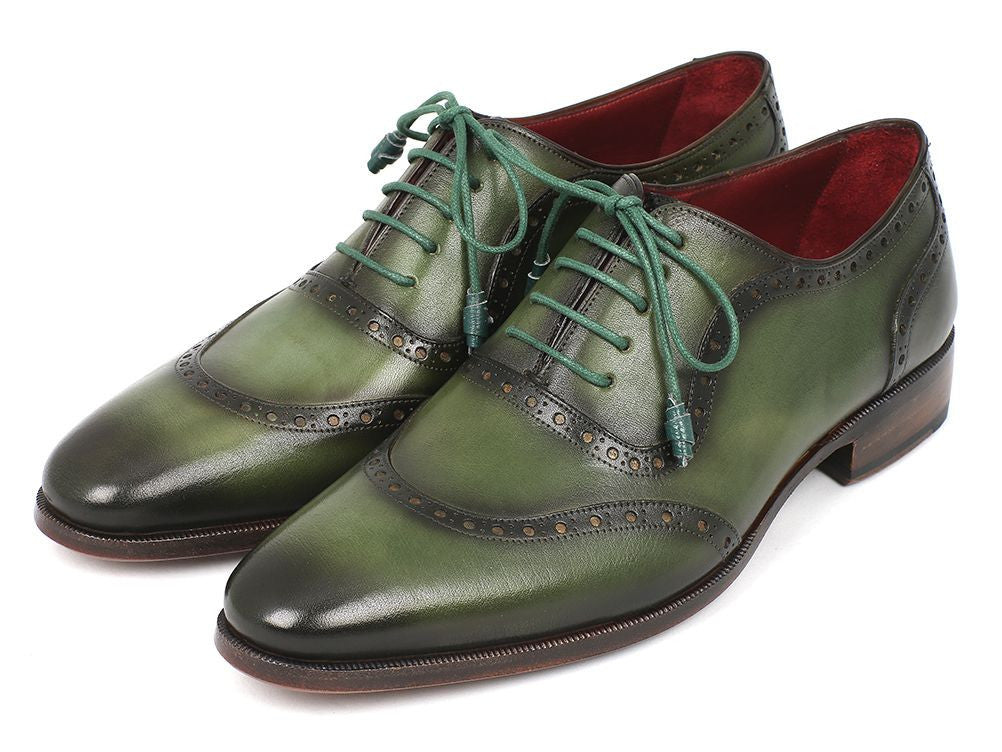 Green Calfskin Oxfords, Handmade to order.