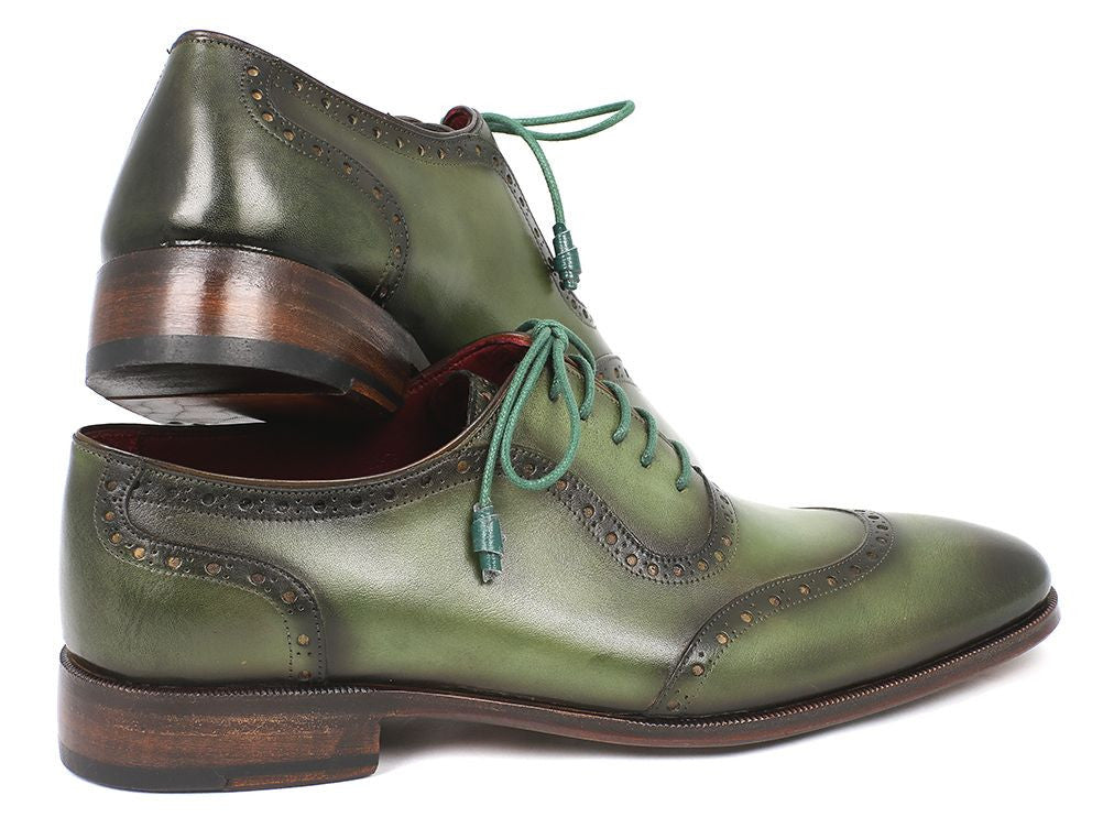 Green Calfskin Oxfords, Handmade to order.