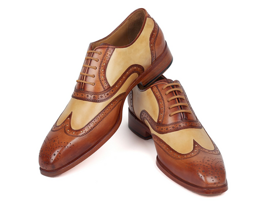 Brown & Beige Dual Tone Oxfords, Handmade to order.