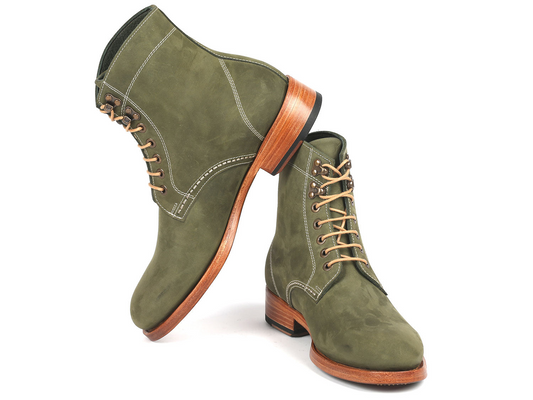 Green Nubuck boots, Handmade to order.