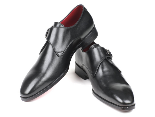 Classic Black Leather Single Monkstraps, Handmade to order.