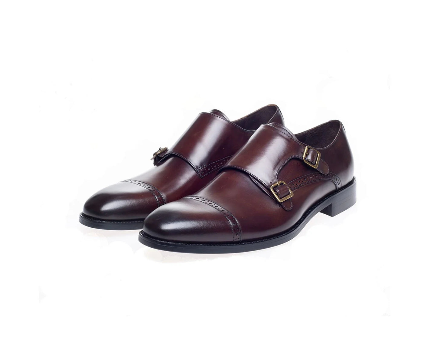 Alderney Double Monk Strap Shoes (Brown)