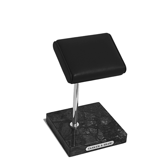 Watch stand: Black Leather/Black Marble/Chrome metal