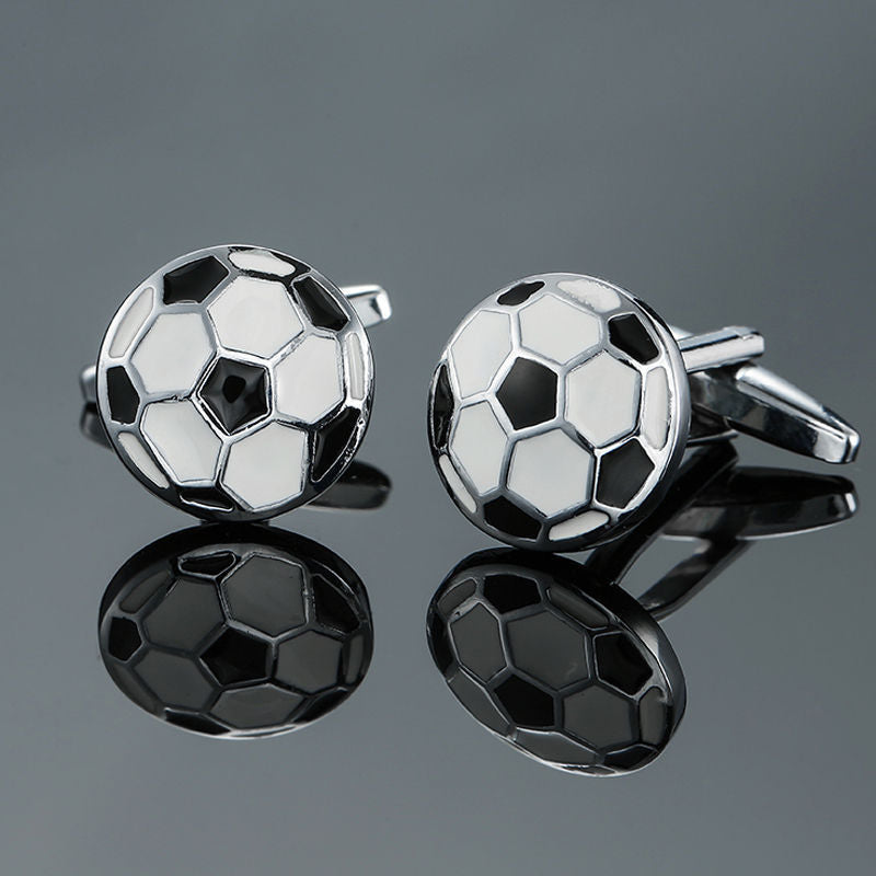 Tasker & Shaw | Luxury Menswear | Round football with silver finish cufflink