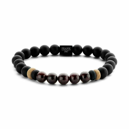 Tasker & Shaw | Luxury Menswear | Black/Red Agate and Granite Beads with stainless steel bead
