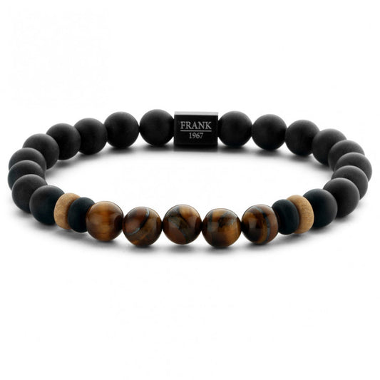 Tasker & Shaw | Luxury Menswear | Black/Brown Mends Stone Bracelet with Tigereye Beads