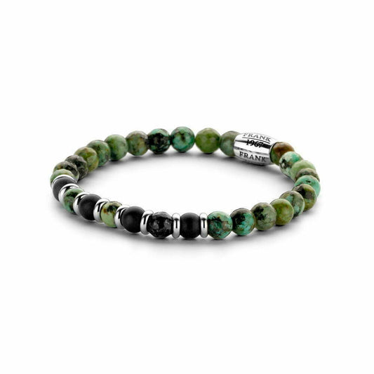Tasker & Shaw | Luxury Menswear | Green/Black Autumn & Agate Bracelet with Stainless bead