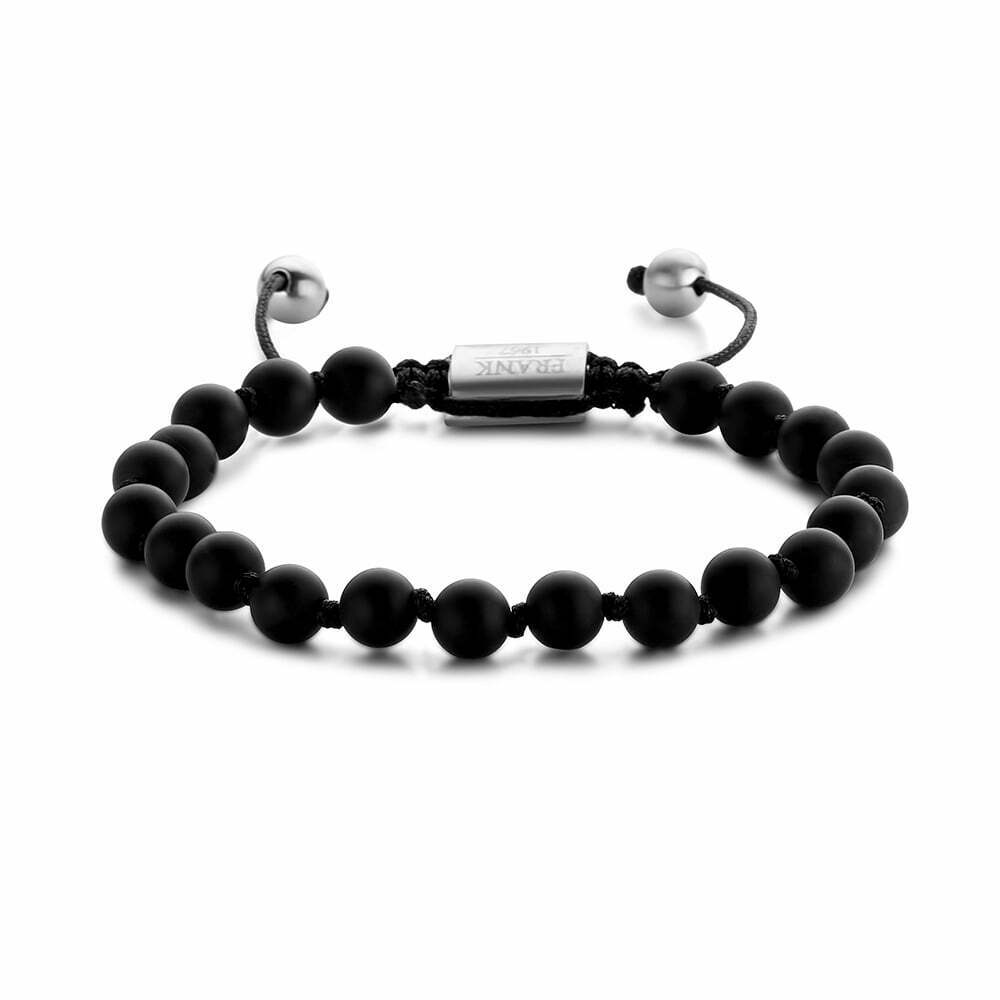Tasker & Shaw | Luxury Menswear | Woven matt black agate bracelet