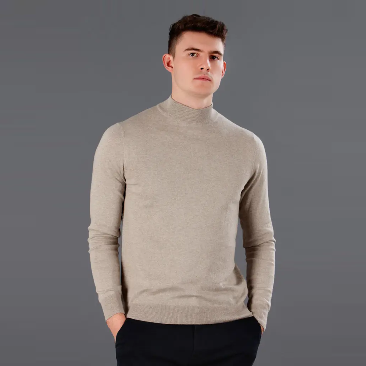 Tasker & Shaw | Luxury Menswear | High Neck Long Sleeve Cotton Knitted Sweater