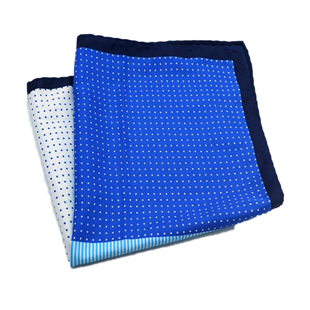 Tasker & Shaw | Luxury Menswear | Blue spots & stripes quadrants pure silk pocket square