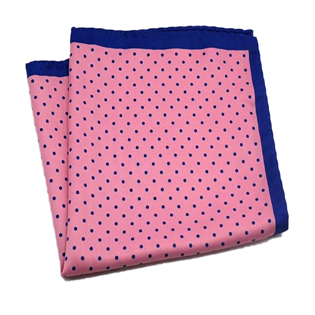 Royal Blue edged pink pure silk pocket square