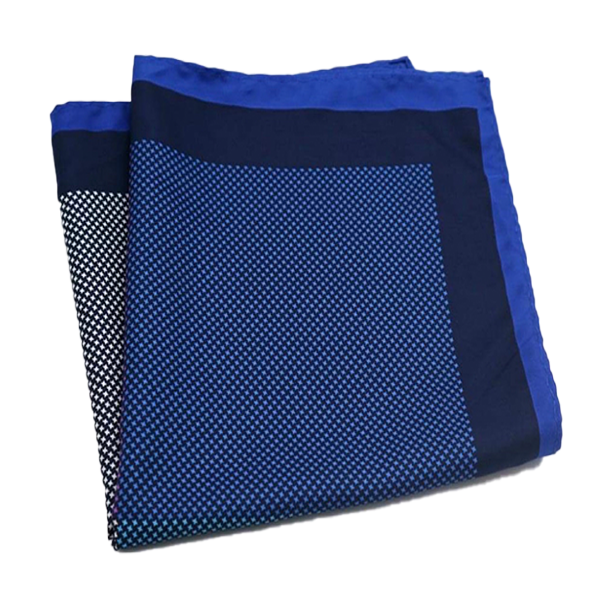 Tasker & Shaw | Luxury Menswear | Blue Edged Quadrant Pure Silk Pocket Square