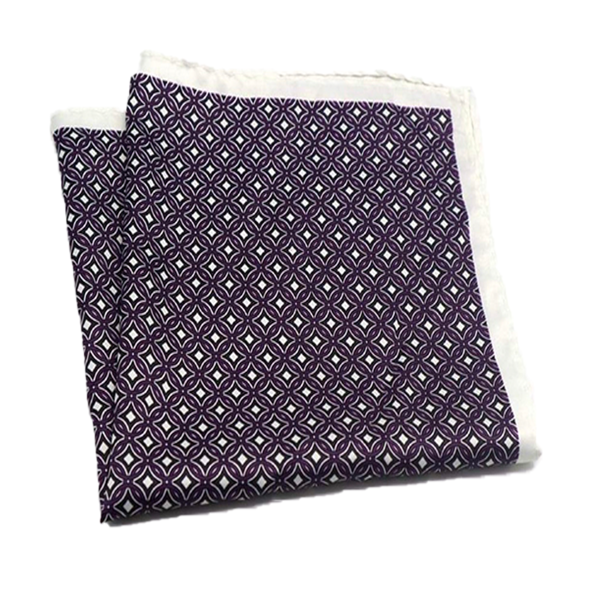 Tasker & Shaw | Luxury Menswear | White & purple silk pocket square