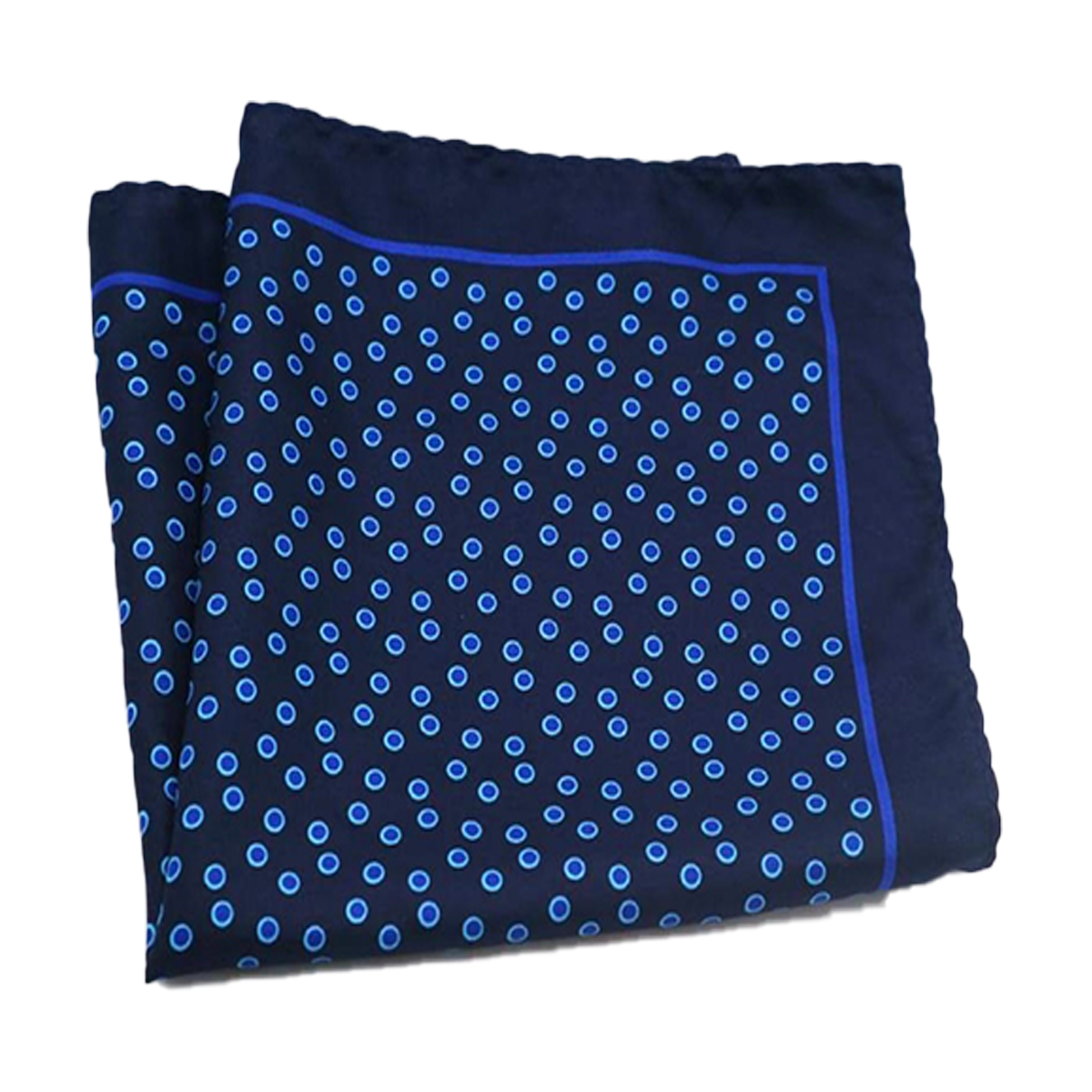 Tasker & Shaw | Luxury Menswear | Navy edged spotted, pure silk pocket square
