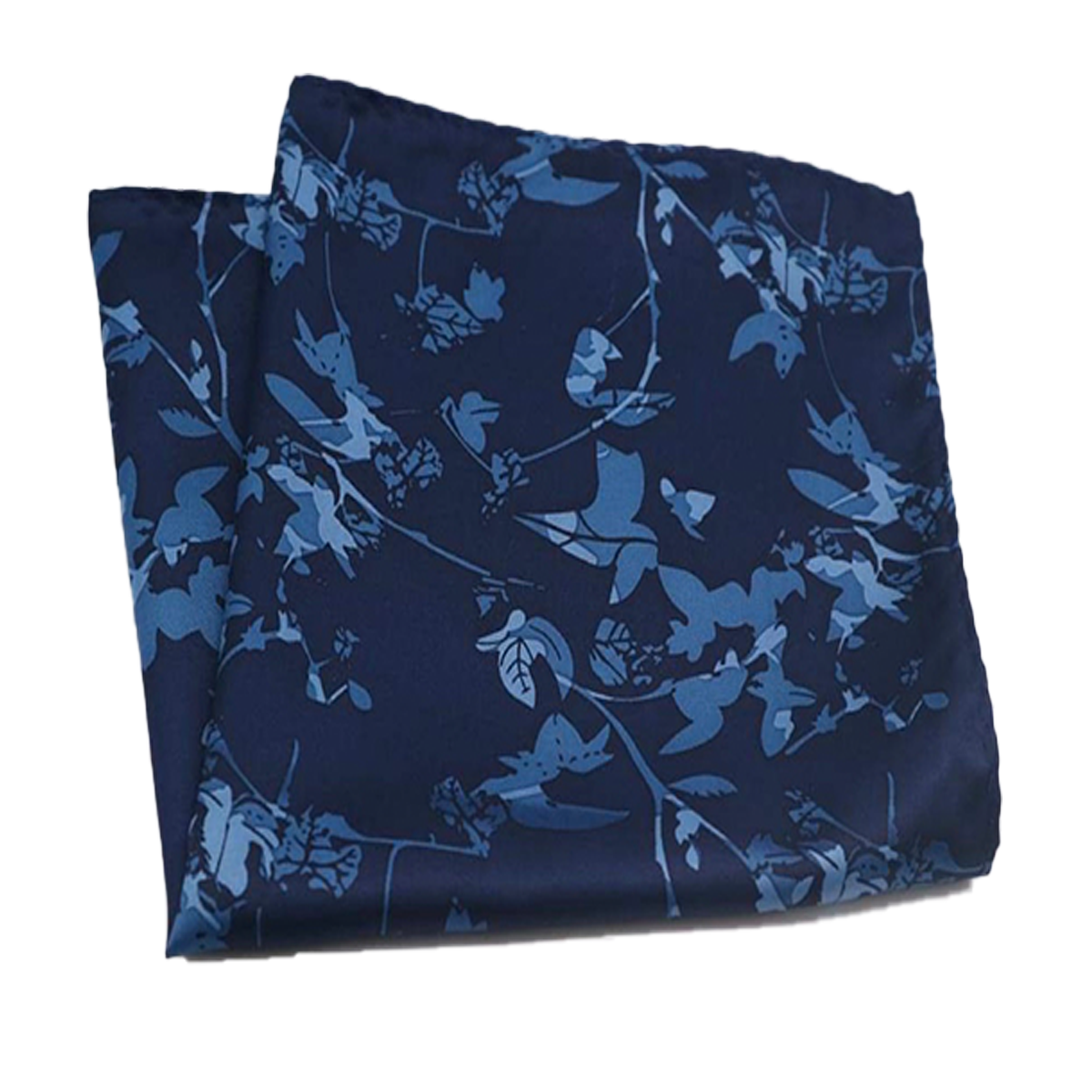Tasker & Shaw | Luxury Menswear | Navy leaf patterned pure silk pocket square
