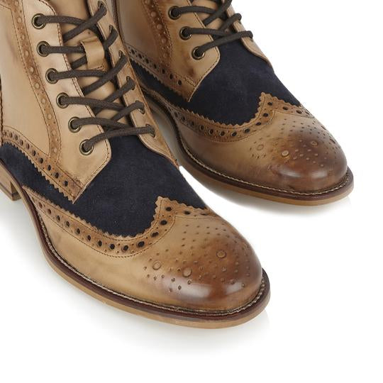 Tasker & Shaw | Luxury Menswear | Clyde Boot Tan/Navy Tweed