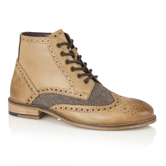 Tasker & Shaw | Luxury Menswear | Clyde Boot Tan/Tweed