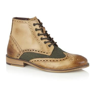 Tasker & Shaw | Luxury Menswear | Clyde Boot Tan/Green Tweed