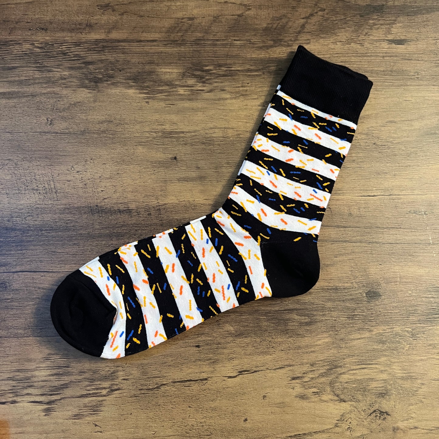Black and White Stripes with Added Sprinkles Socks