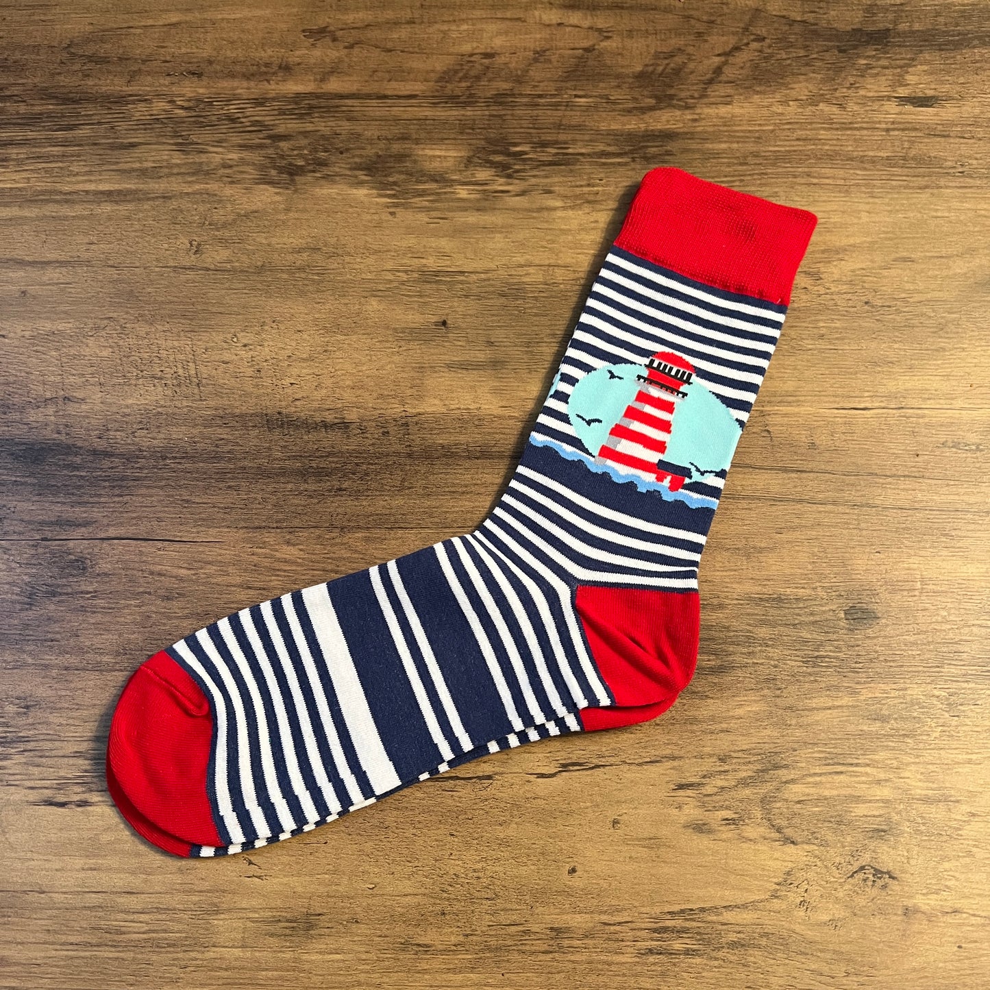 Tasker & Shaw | Luxury Menswear | Red, white and blue striped "Lighthouse" socks