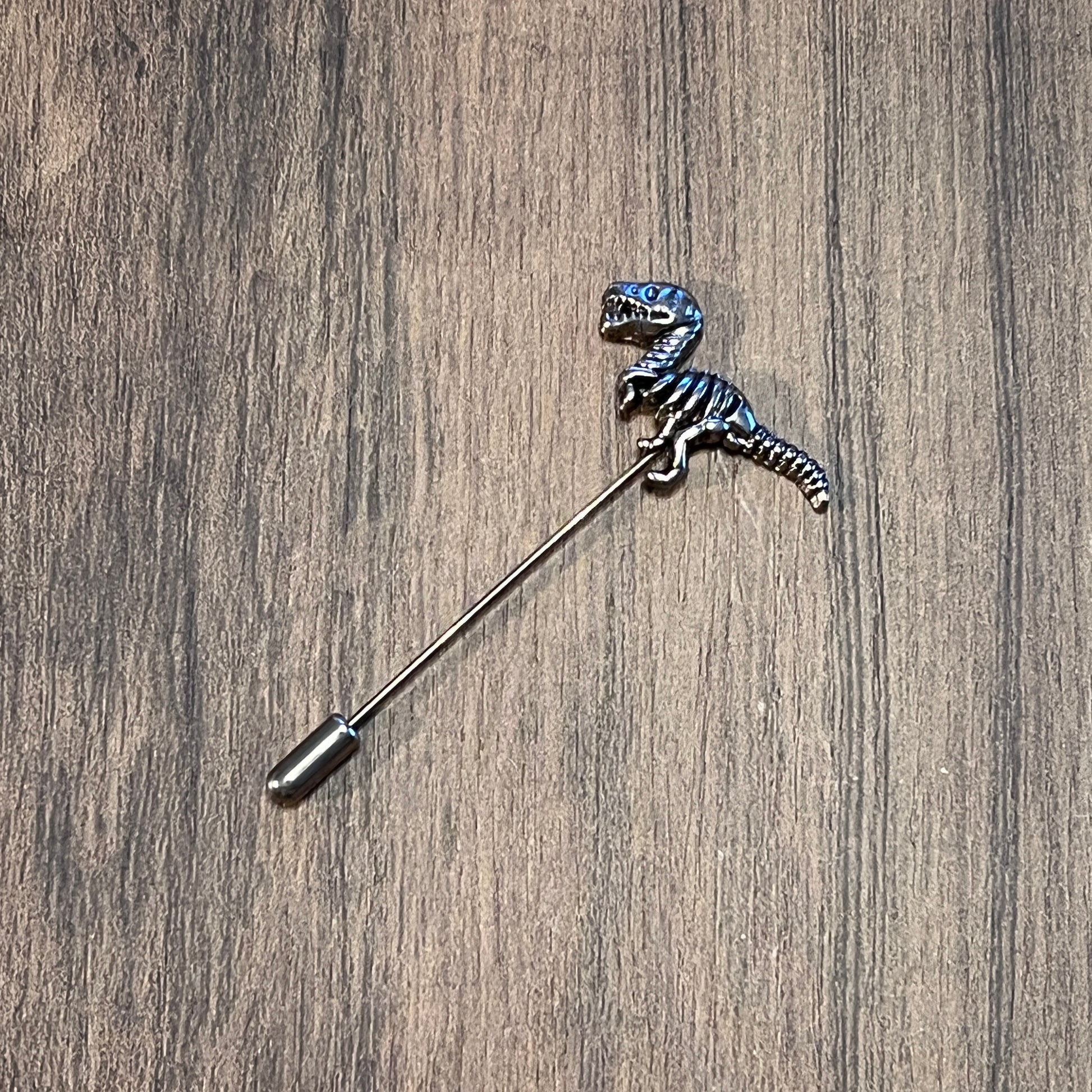 Tasker & Shaw | Luxury Menswear | Silver dinosaur lapel pin