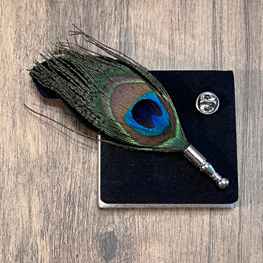 Tasker & Shaw | Luxury Menswear | Peacock feather lapel pin