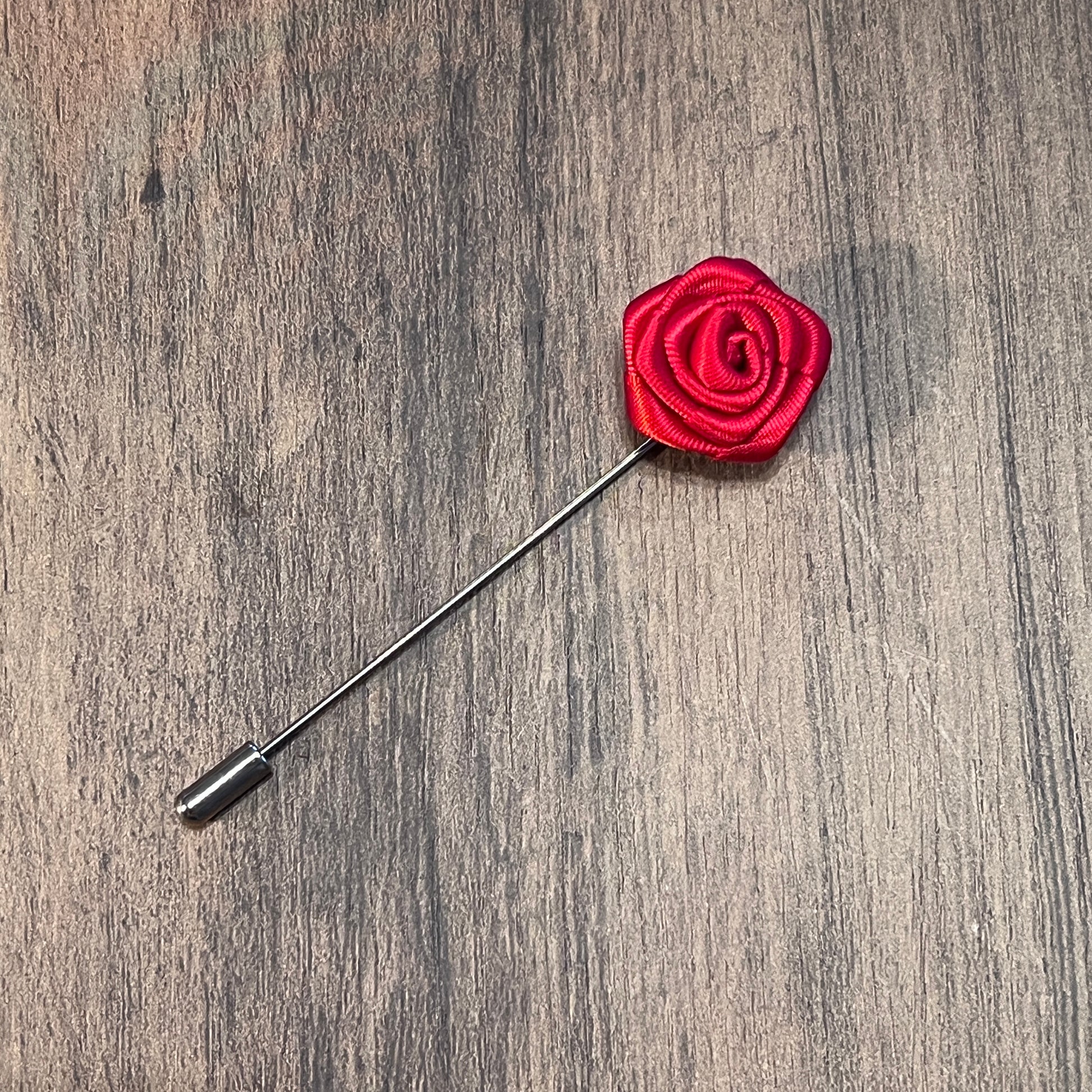 Tasker & Shaw | Luxury Menswear | Red rose flower lapel pin