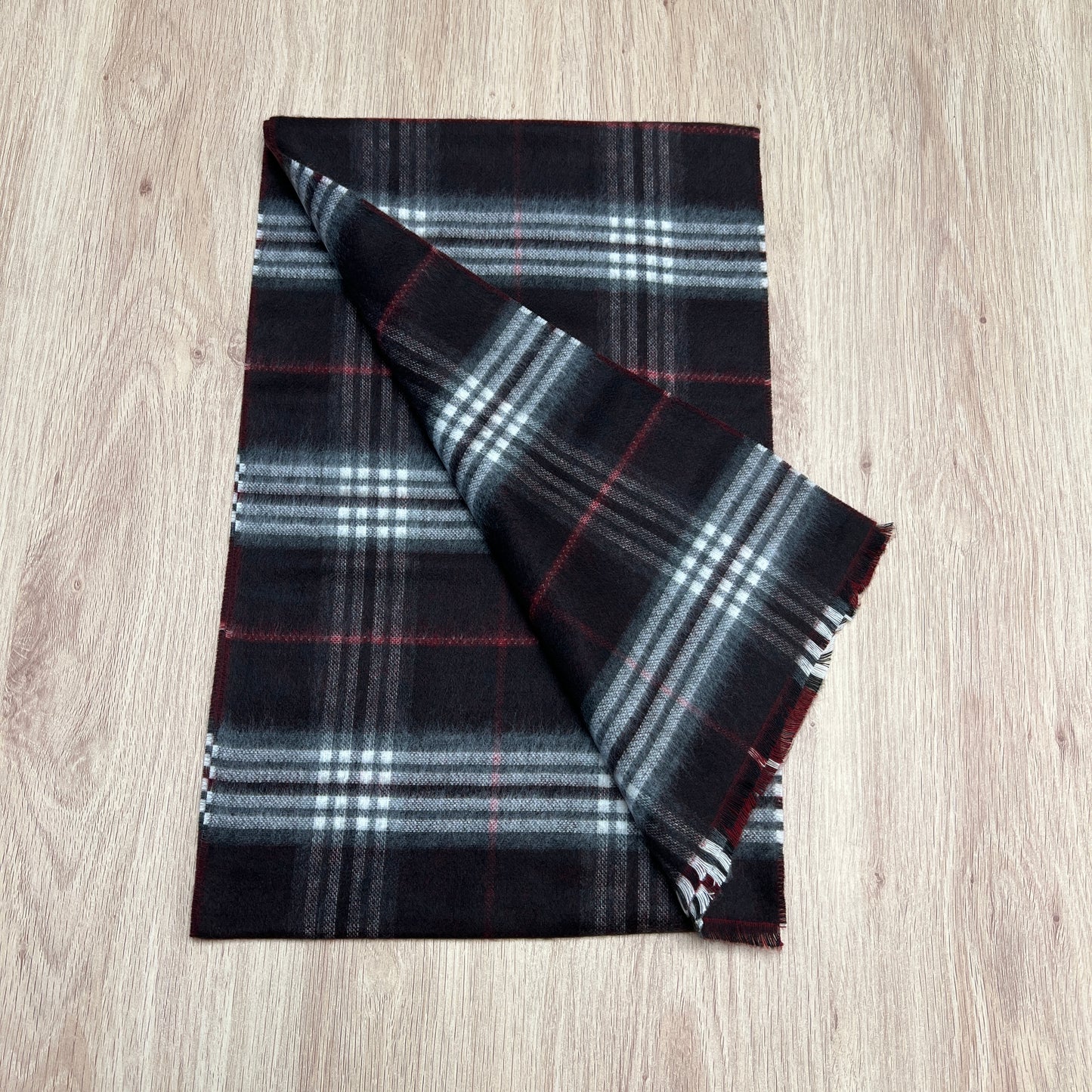 Tasker & Shaw | Luxury Menswear | Cashmink scarf - Deep burgundy plaid