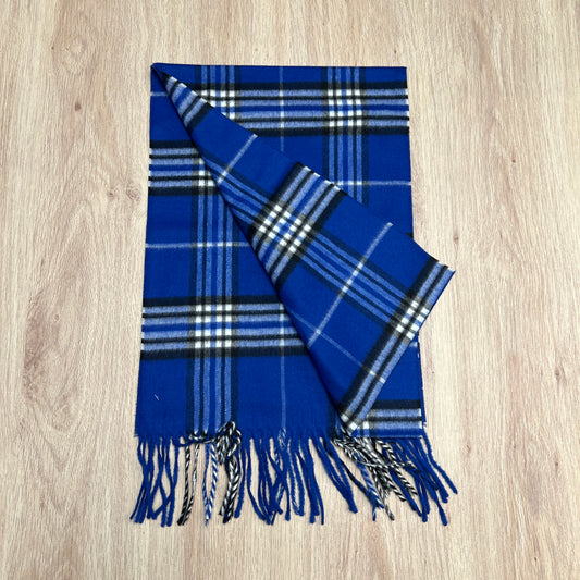 Tasker & Shaw | Luxury Menswear | Cashmink scarf - Royal blue plaid