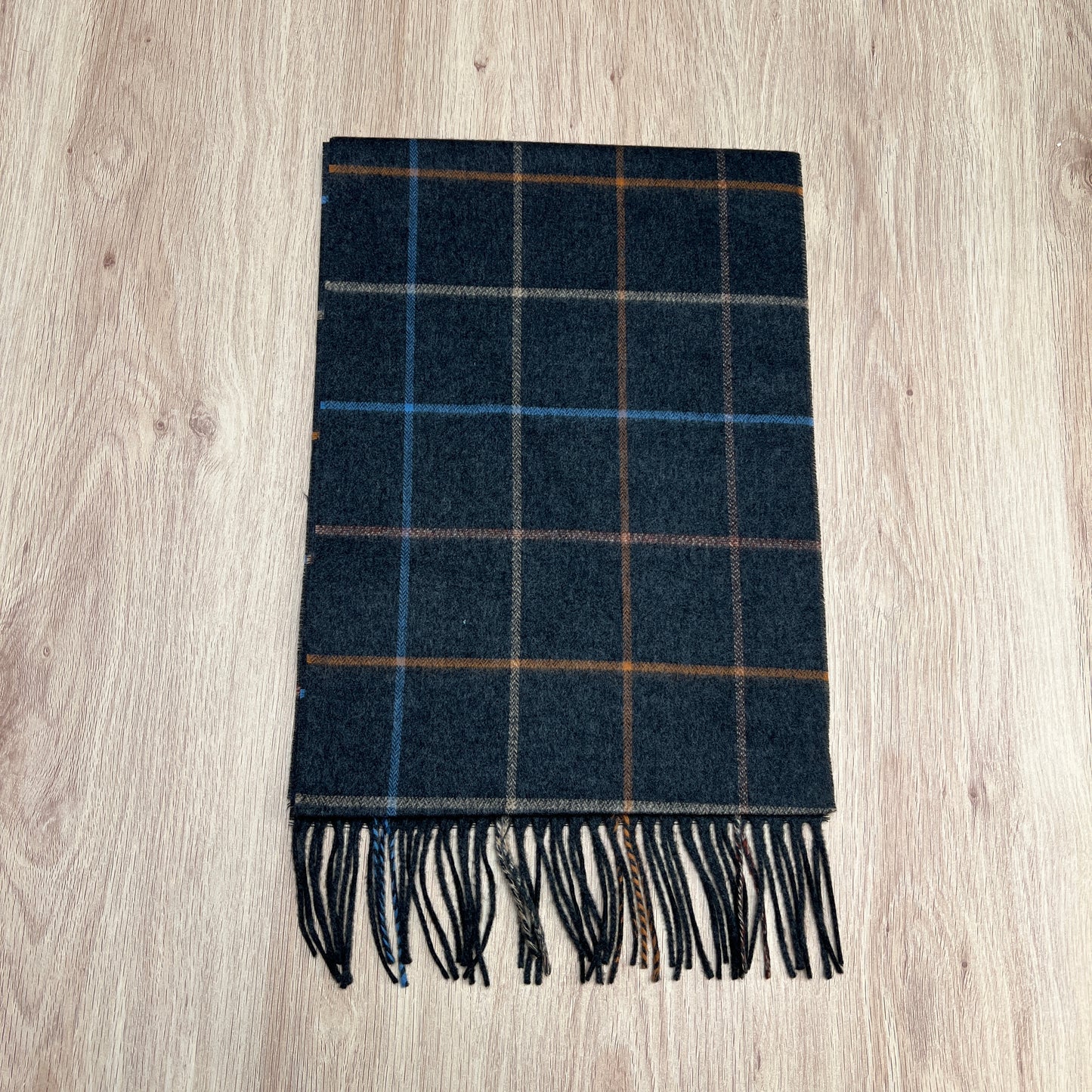 Tasker & Shaw | Luxury Menswear | Cashmere blend scarf - charcoal with multi-colour checks