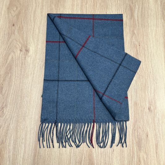 Tasker & Shaw | Luxury Menswear | Cashmere blend scarf - blue & red checked