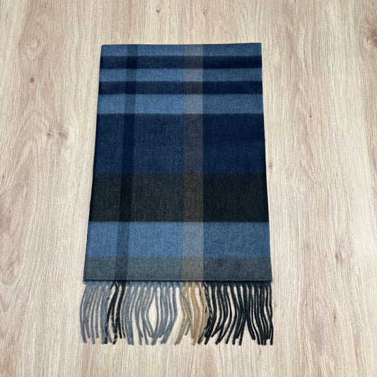 Copy of Cashmere blend scarf - Blue modern plaid