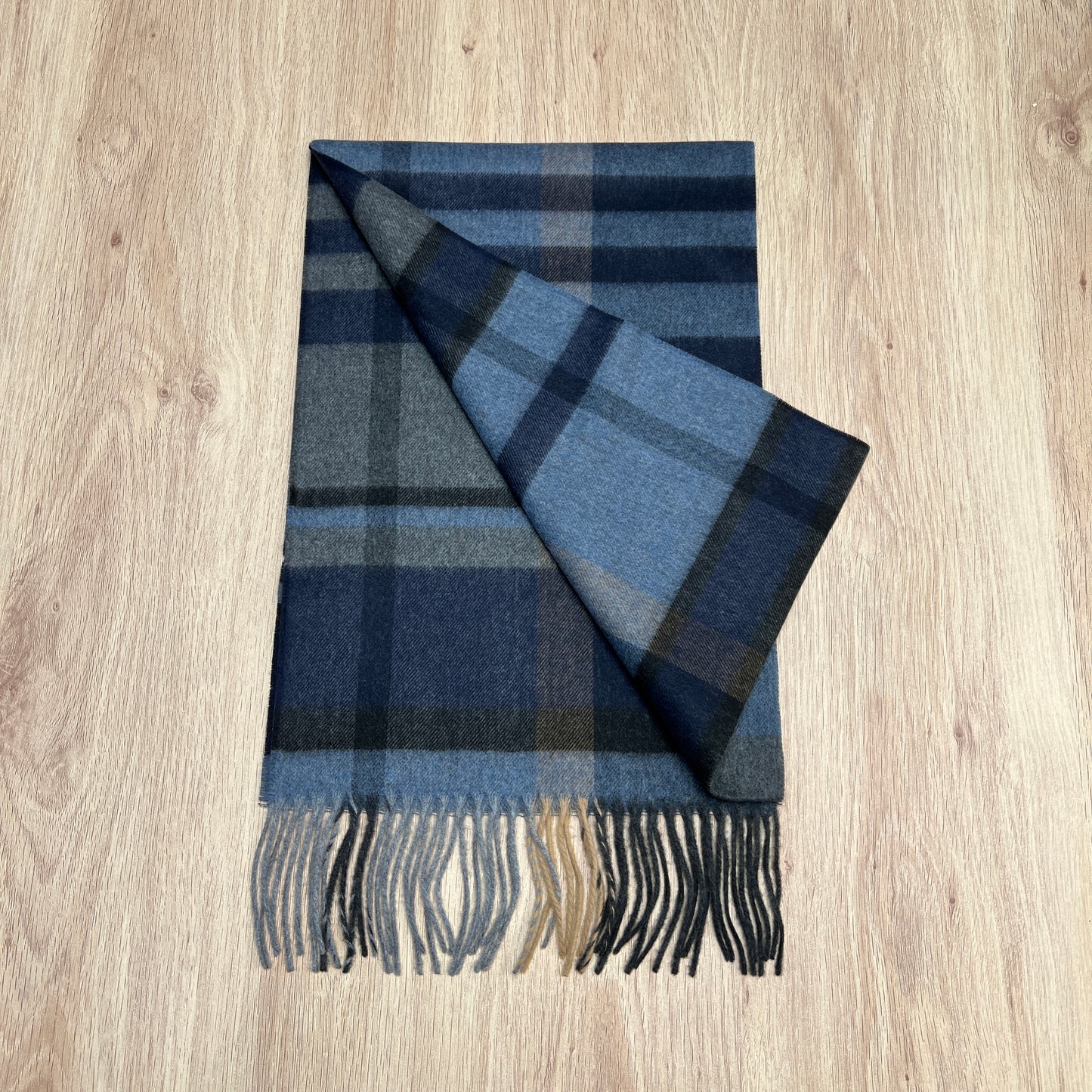 Copy of Cashmere blend scarf - Blue modern plaid