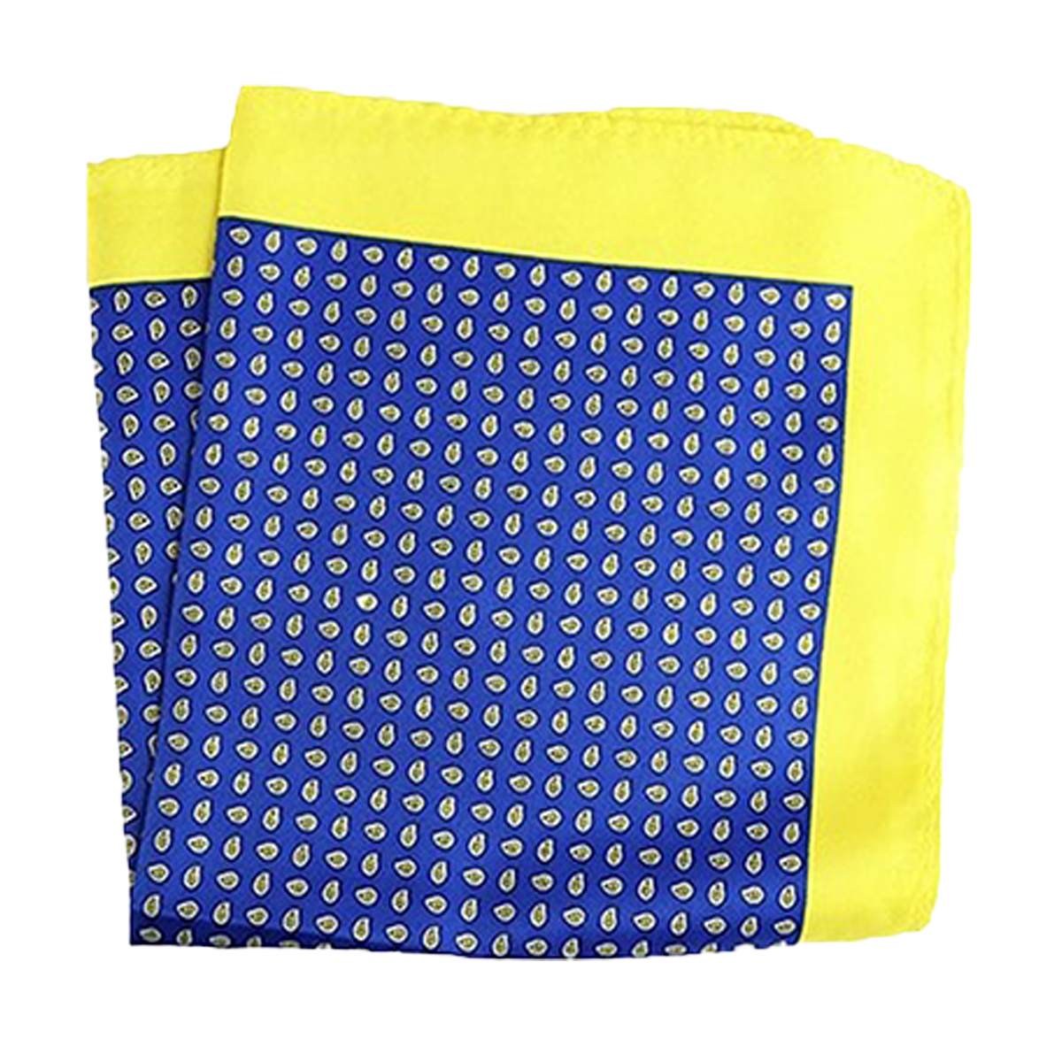 Tasker & Shaw | Luxury Menswear | Yellow edged blue pure silk pocket square