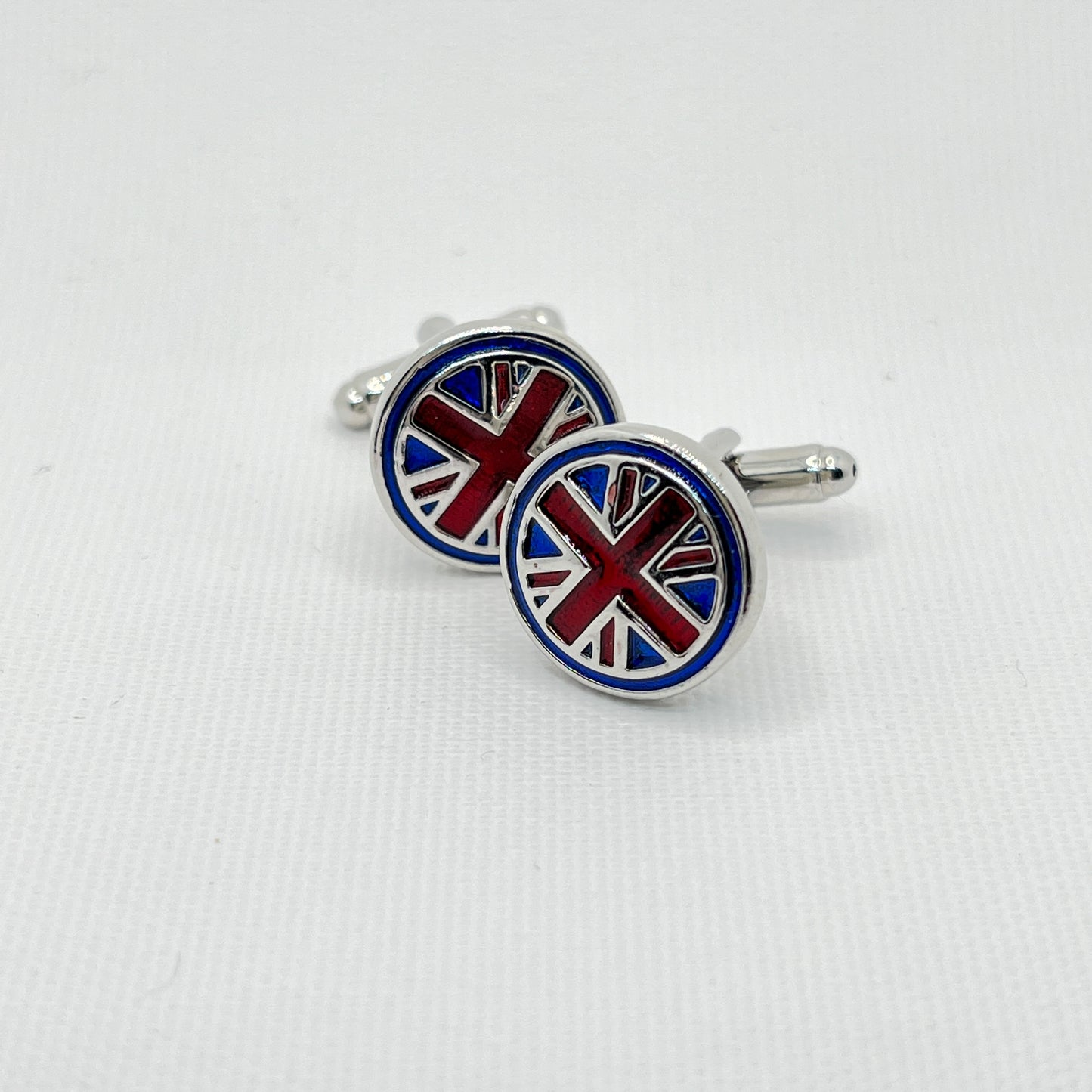 Tasker & Shaw | Luxury Menswear | Round debossed union flag cufflinks