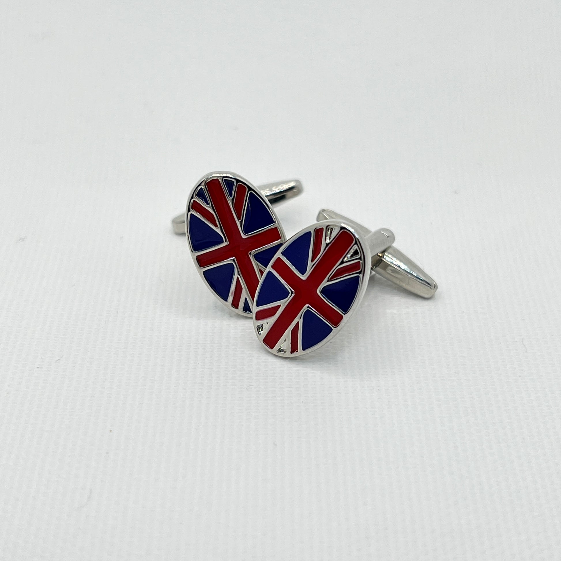 Tasker & Shaw | Luxury Menswear | Oval debossed union flag cufflinks