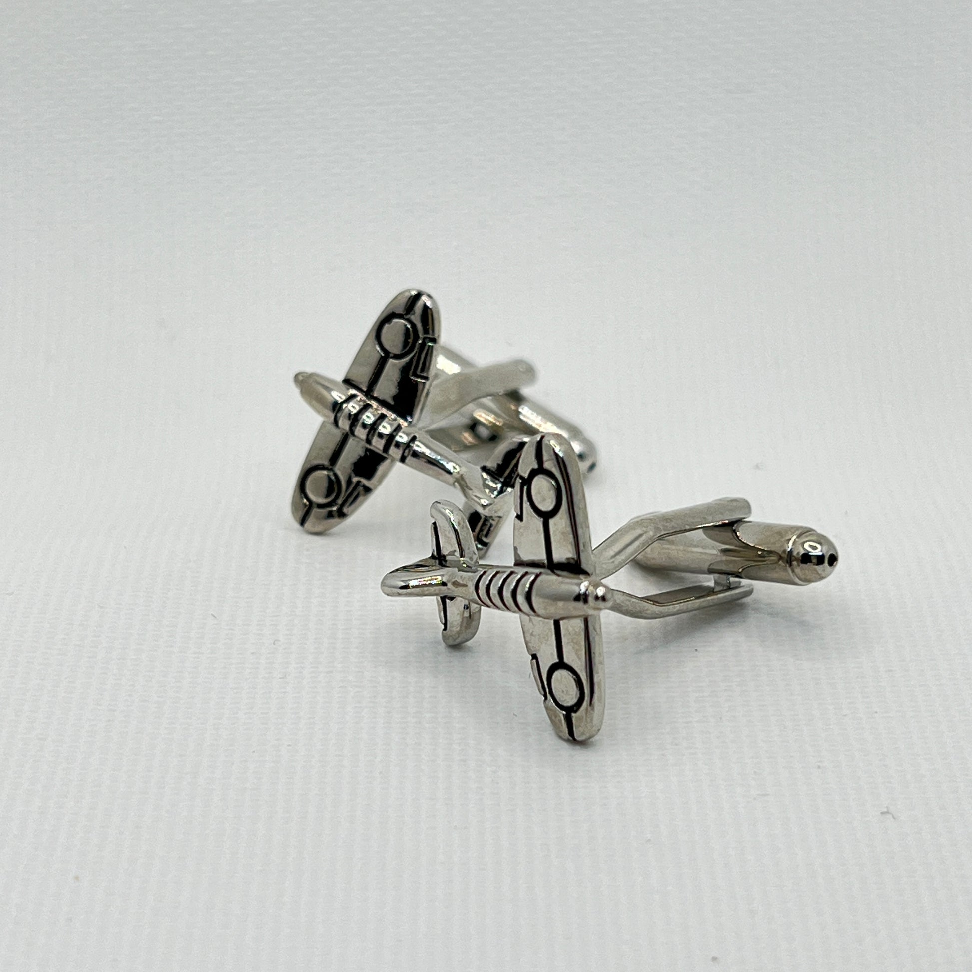 Tasker & Shaw | Luxury Menswear | Silver spitfire cufflinks