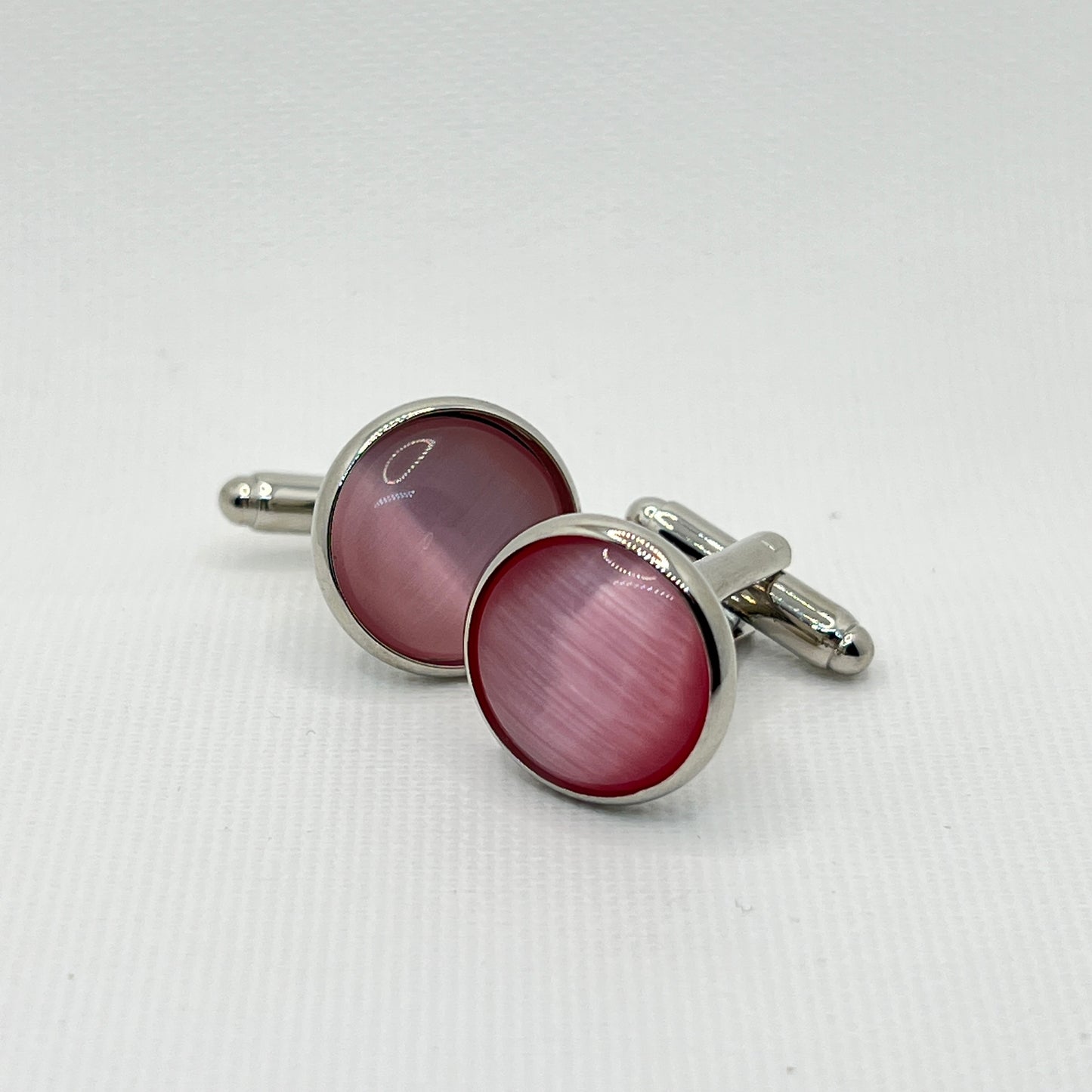 Tasker & Shaw | Luxury Menswear | Silver with smoked pink crystal inlay