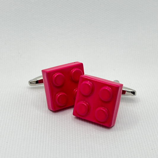 Tasker & Shaw | Luxury Menswear | Pink plastic "Lego" cufflinks