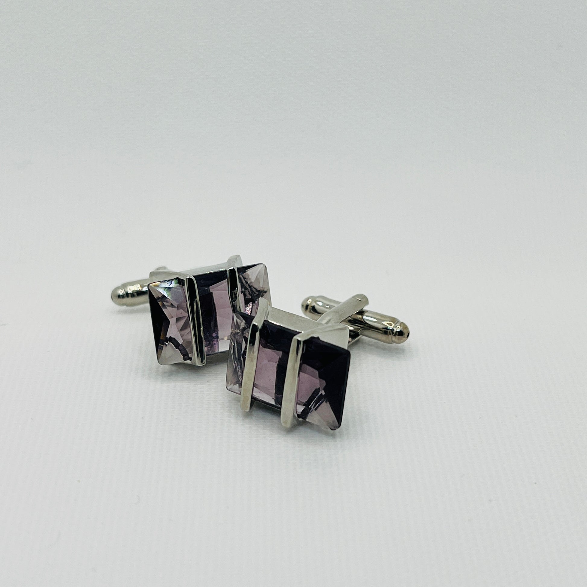 Tasker & Shaw | Luxury Menswear | Silver with clear rectangular rose crystal