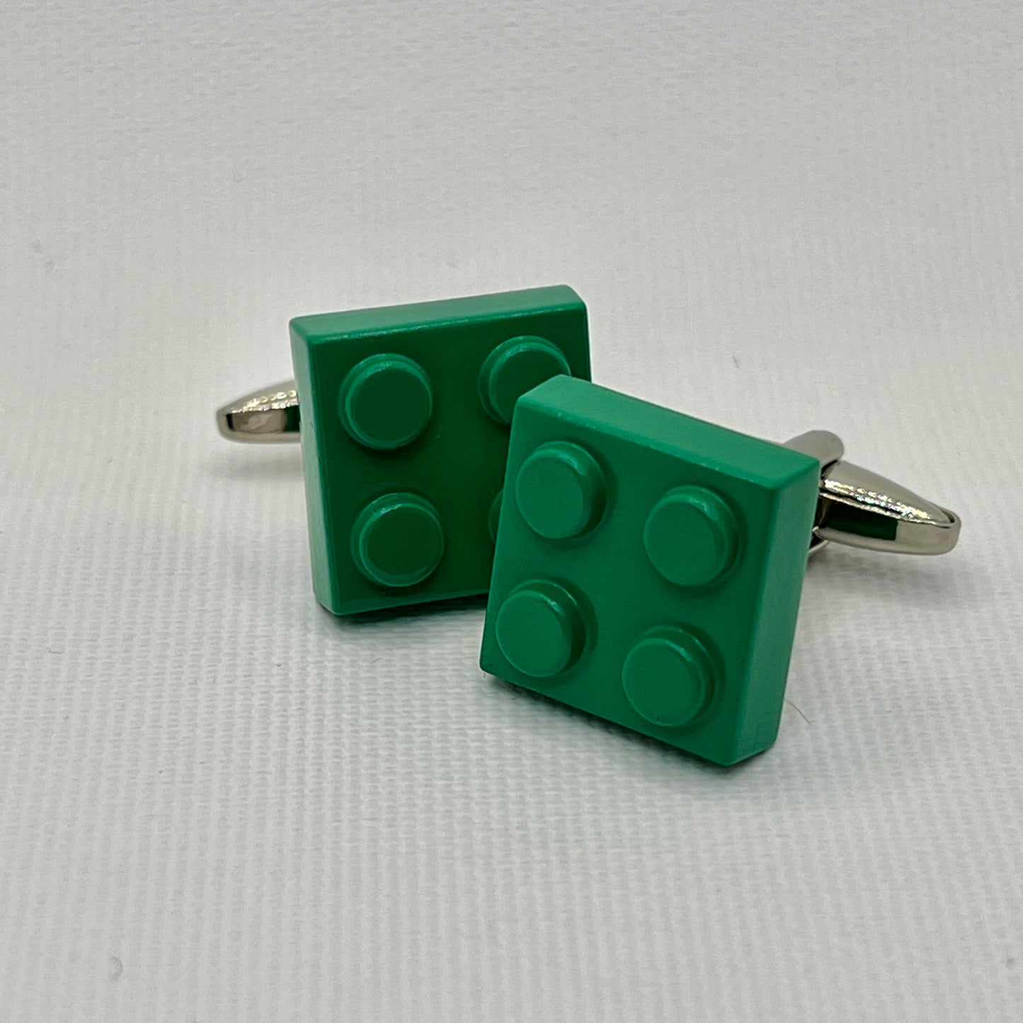 Tasker & Shaw | Luxury Menswear | Green plastic "Lego" Cufflinks