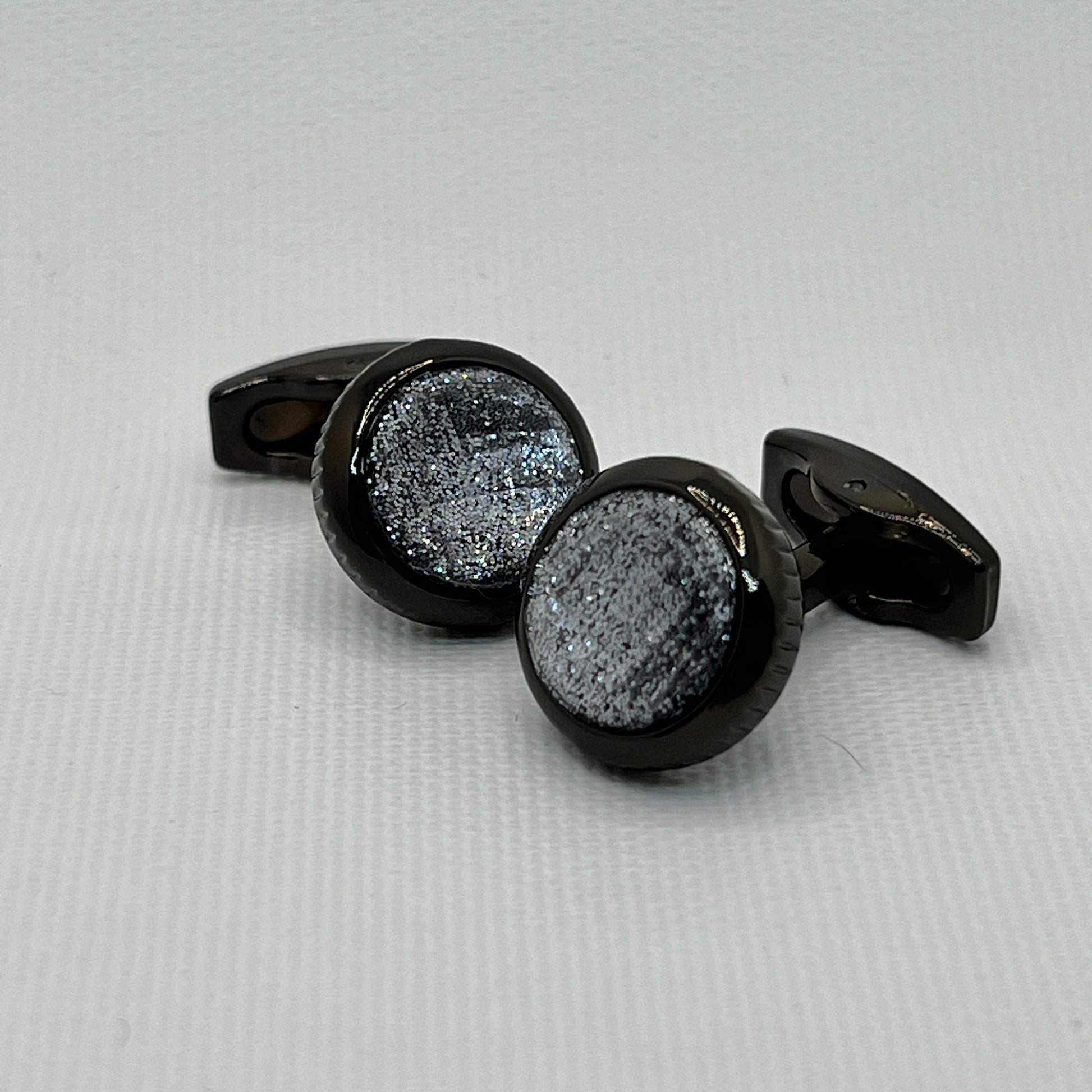 Tasker & Shaw | Luxury Menswear | Black Cufflinks with Textured Inlay