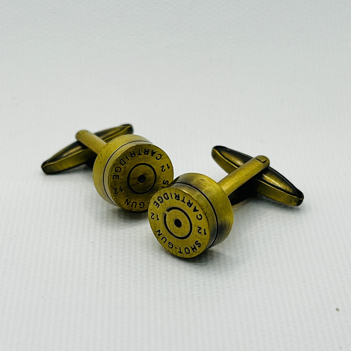Tasker & Shaw | Luxury Menswear | Antique brass 12 bore shotgun shell cufflinks